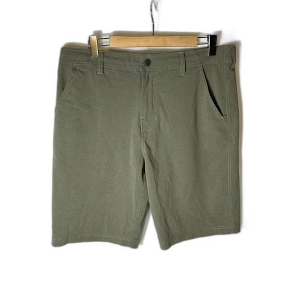 Prana Hybridizer Sage Green Rip Stop Flat Front Active Shorts Sz 34 X 10 - Picture 5 of 16